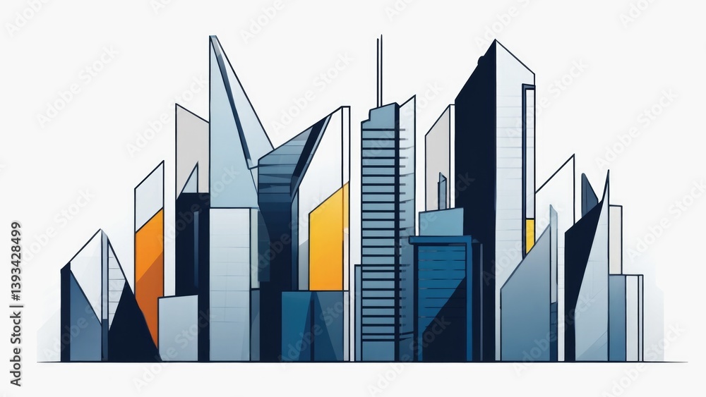 Urban architecture scene with skyscrapers and modern design