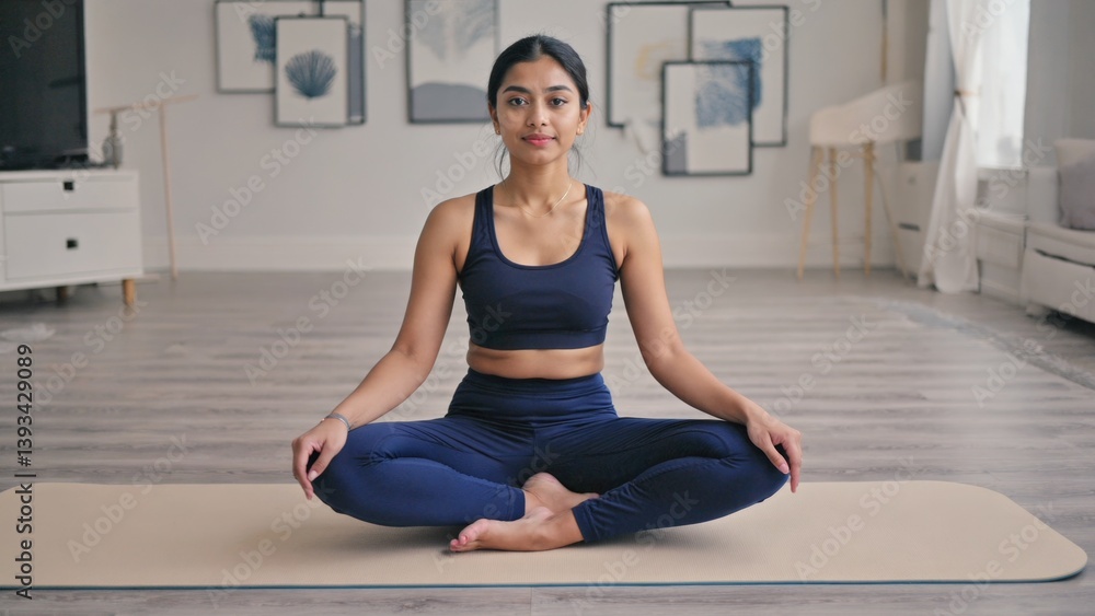 A person practicing yoga at home, great for backgrounds and lifestyle shots