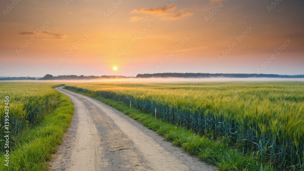 A rural dirt road surrounded by lush green grass and perhaps awaiting for some adventure or travel A rural dirt road surrounded by lush green grass and perhaps awaiting for some adventure or travel
