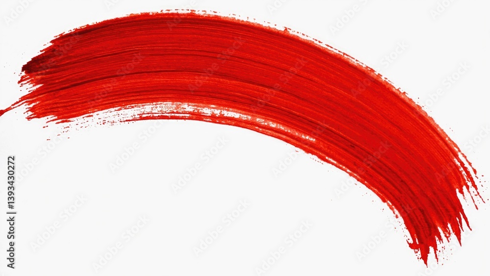 A single red brush stroke on a clean white background