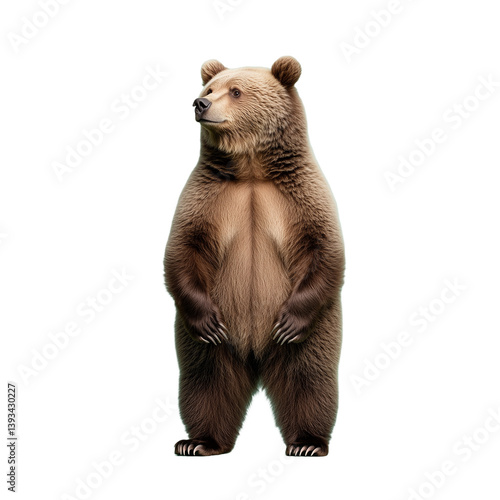Obraz na płótnie Standing brown bear looking to the side on a transparent background w salonie