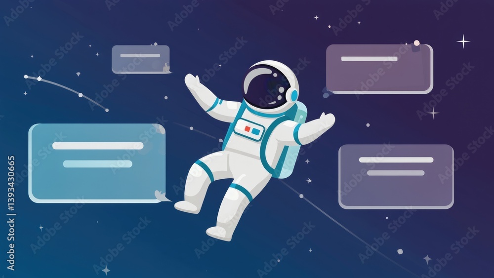 An astronaut floats in mid-air in front of a computer screen, perfect for futuristic or tech-related concepts