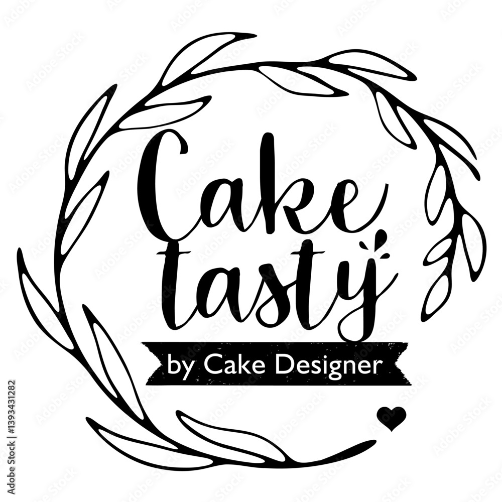 Φωτογραφία Logo Cake Designer Design Tasty Label Rustic Leaf Leaves Crown Visual identity l