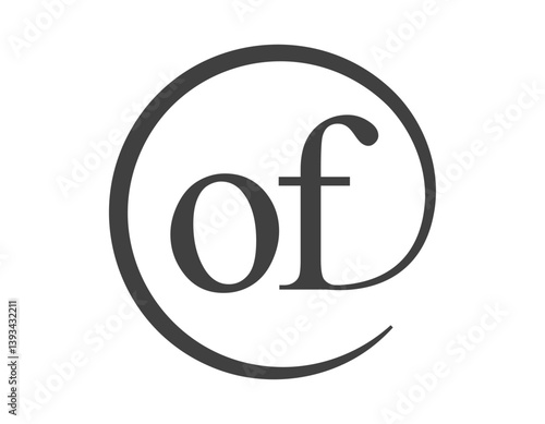 OF logo from two letter with circle shape email sign style. O and F round logotype of business company