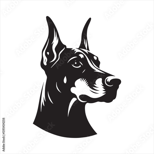 Doberman Pinscher Dog Vector Silhouette, Strong Loyal Canine Outline, Pet Lover Clipart, Elegant Dog Art for Logos, Stickers, Apparel, Digital Prints, Crafts, and Posters.