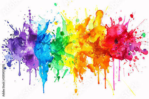 multi colored paint splashes bright colors. illustration.