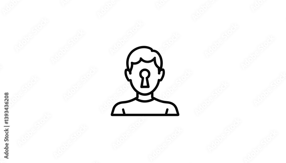 Human figure with keyhole face – self-exploration, inner access and personal insight symbol for therapy and coaching visuals Human figure with keyhole face – self-exploration, inner access and personal insight symbol for therapy and coaching visuals