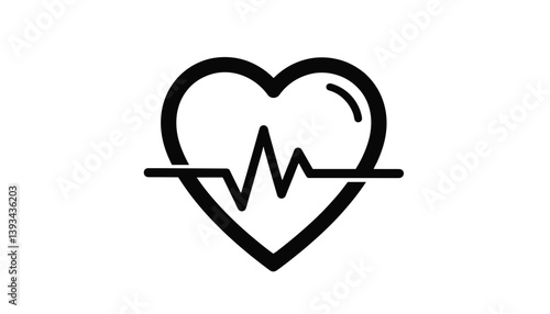 Heart with EKG line icon – symbol of vitality, emotional health and heart care for wellness and medical use