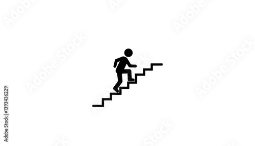 Person climbing stairs icon – progress, personal growth and motivational development symbol for coaching and career visuals