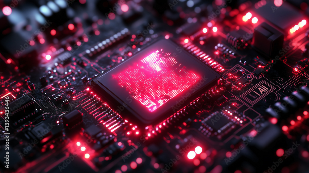 Fototapeta premium Computer chip isolated on black background