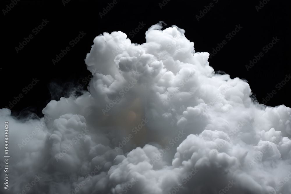 White smoke or cloud against a black background.