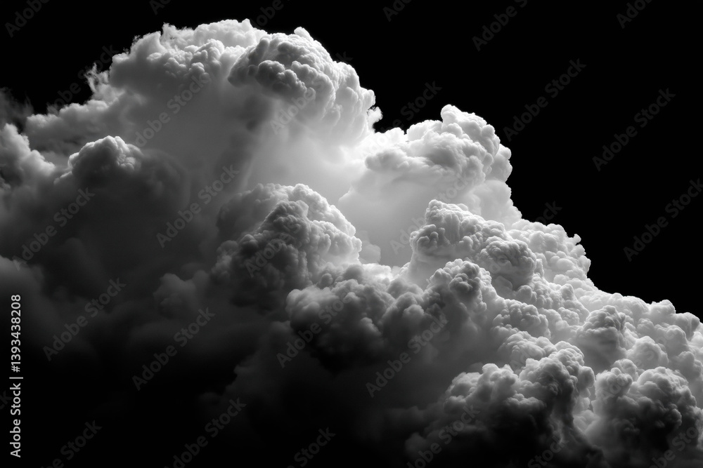 White smoke or cloud against a black background.