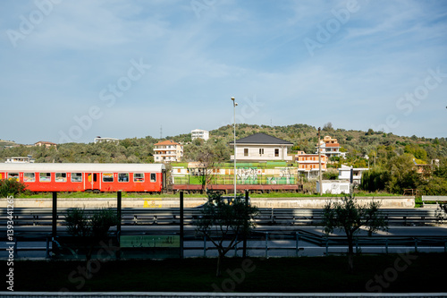 Obraz na płótnie Passenger Train from Durrës to Elbasan, Albania. w salonie