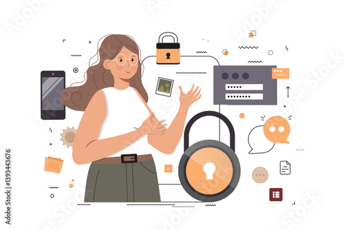 Privacy concept. Data security icon. Cloud with lock