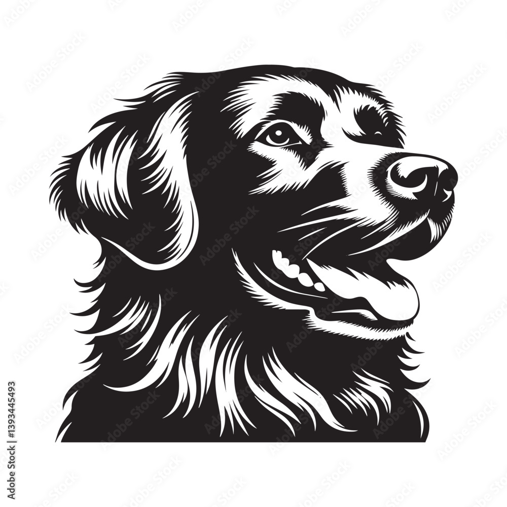 Fototapeta premium Golden Retriever Dog Vector Silhouette, Loyal Friendly Canine Outline, Pet Lover Clipart, Playful Dog Art for Logos, Stickers, Apparel, Digital Prints, Crafts, and Posters.Art & Illustration