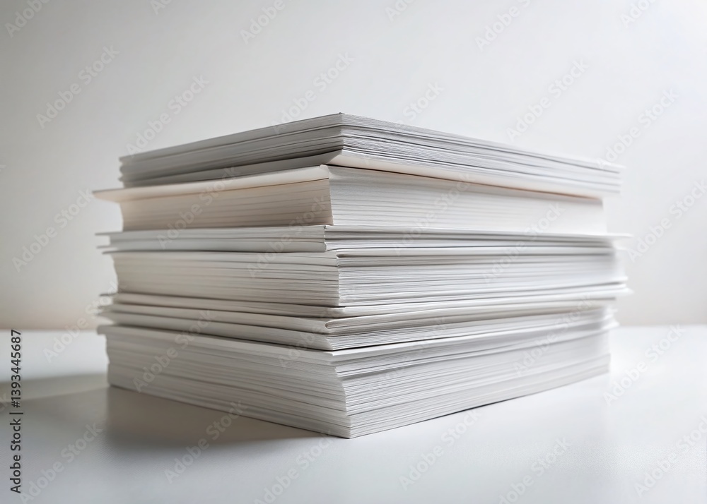 Textured Paper Stacks A Minimalist Study in Subtlety and Depth on a Pristine White Background Textured Paper Stacks A Minimalist Study in Subtlety and Depth on a Pristine White Background