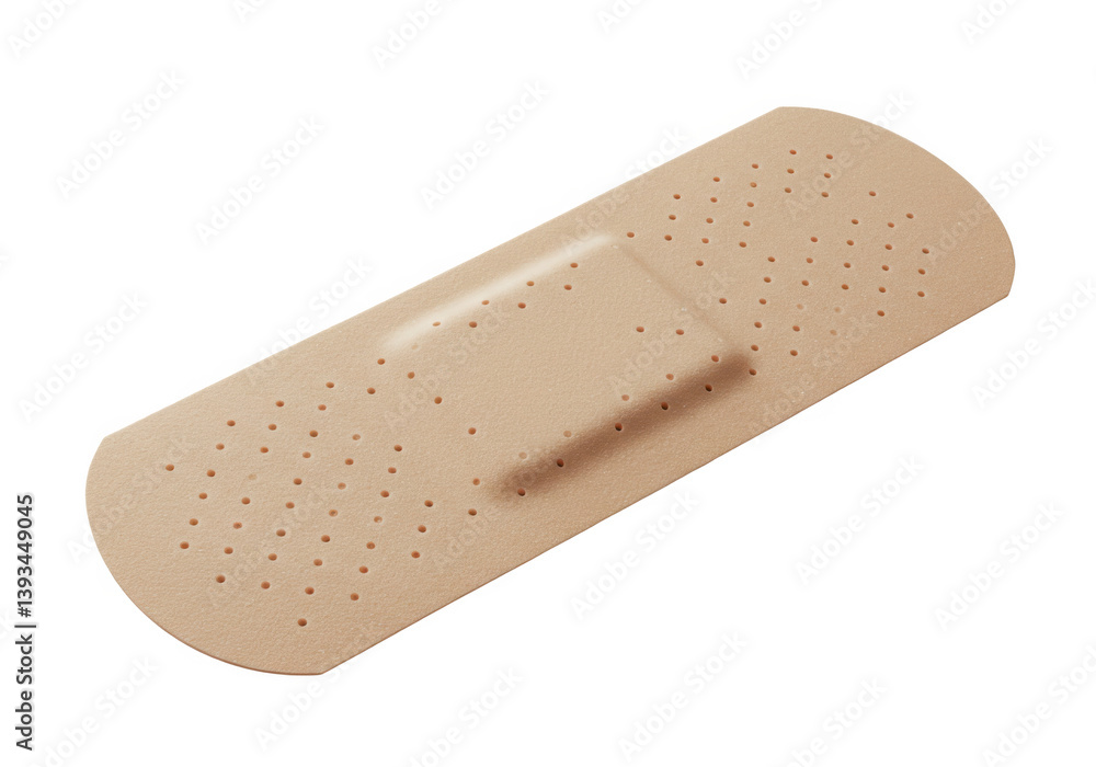 Close up shot of an adhesive bandage with small holes on a dark background on transparent background Close up shot of an adhesive bandage with small holes on a dark background on transparent background