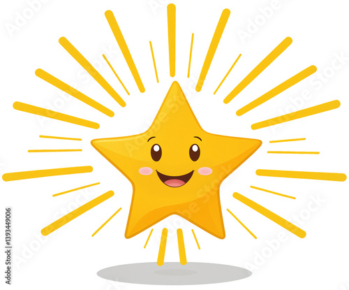 Obraz na płótnie happy star mascot figure emoticon face with a smile, smiling icon symbol, isolated illustration w salonie