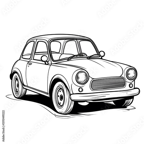 Wallpaper Mural A detailed line drawing of a classic small car. The artwork emphasizes the unique shape and features of this vintage vehicle, showcasing its style and era. Torontodigital.ca