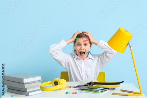 Shocked little girl with st...