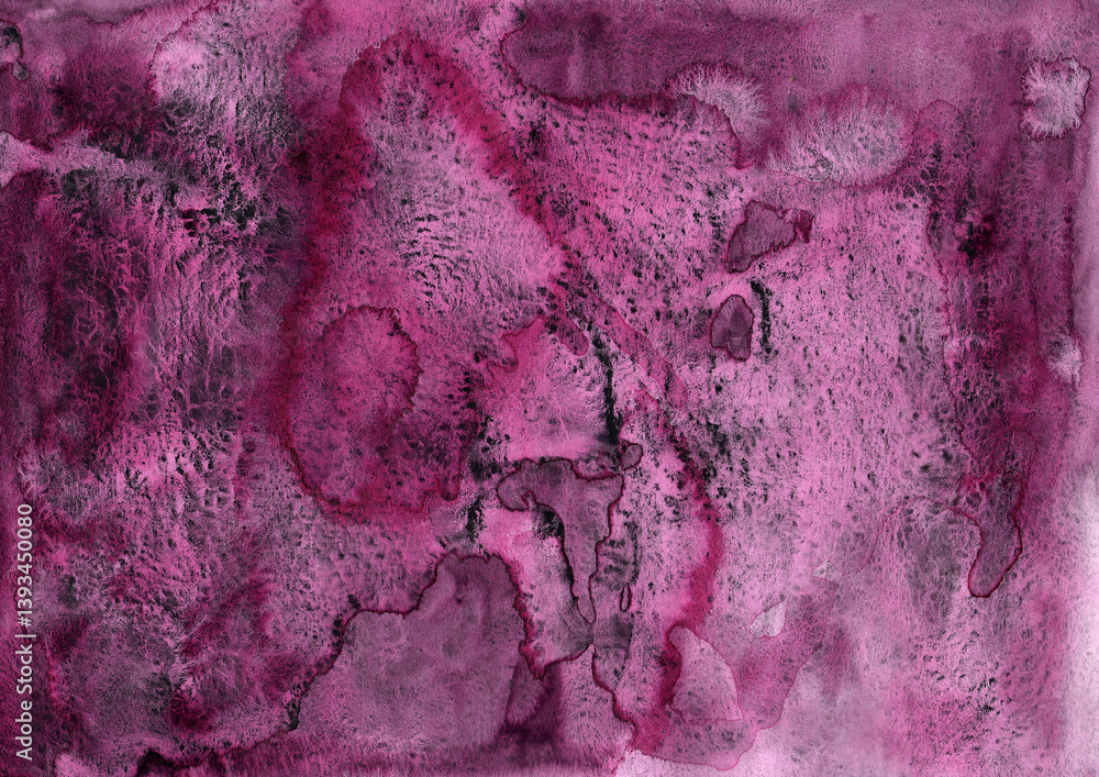 Deep burgundy watercolor texture with rich grainy details and fluid patterns. Hand painted abstract background perfect for branding, invitations, posters, or digital art projects.