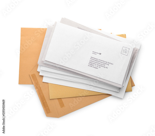 Stack of letters on white b...