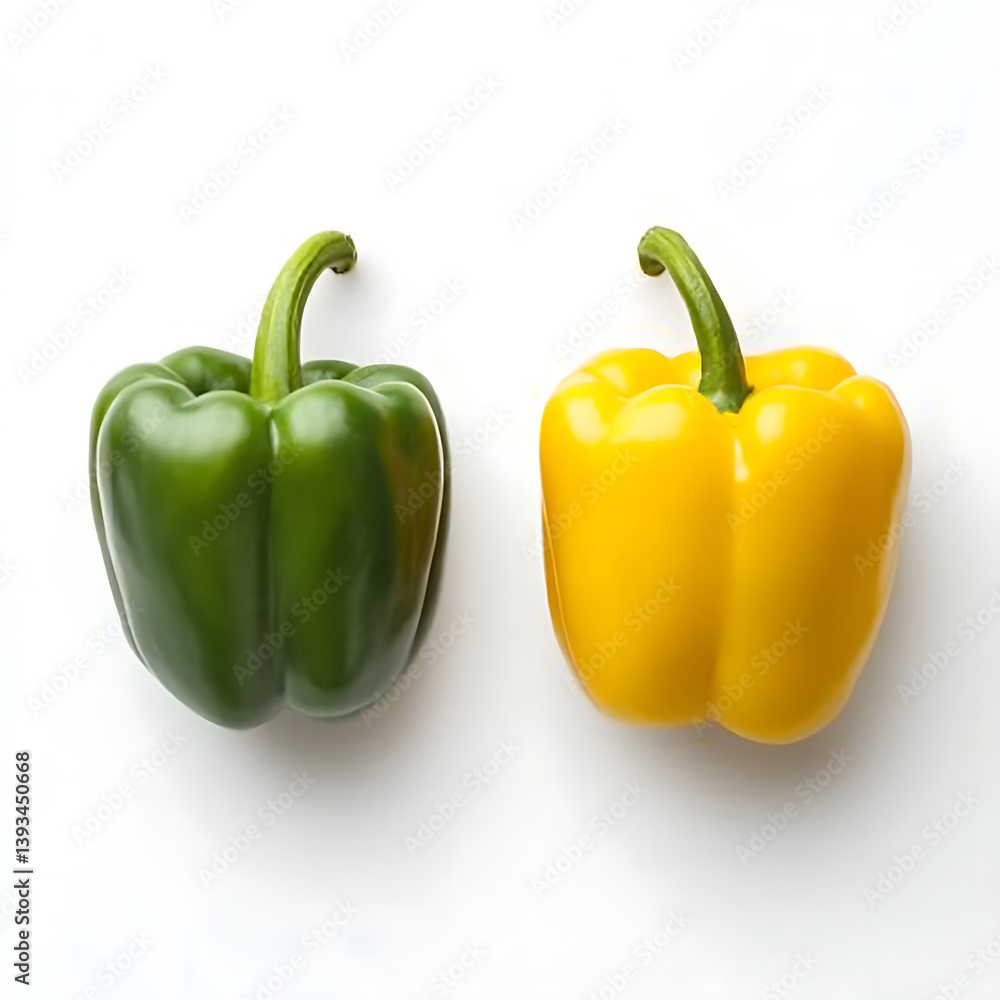 green and yellow bell peppers isolated on a white background green and yellow bell peppers isolated on a white background