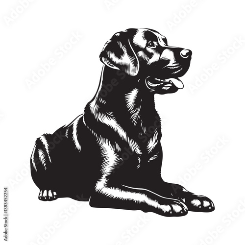 Labrador Retriever Dog Vector Silhouette, Friendly Loyal Canine Outline, Active Dog Art for Pet Lovers, Logos, Stickers, Apparel, Digital Prints, Crafts, and Posters.