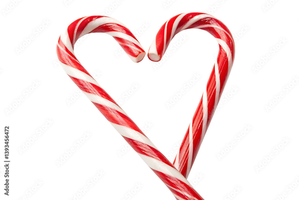 Fototapeta premium Christmas candy cane heart shape on transparent background
