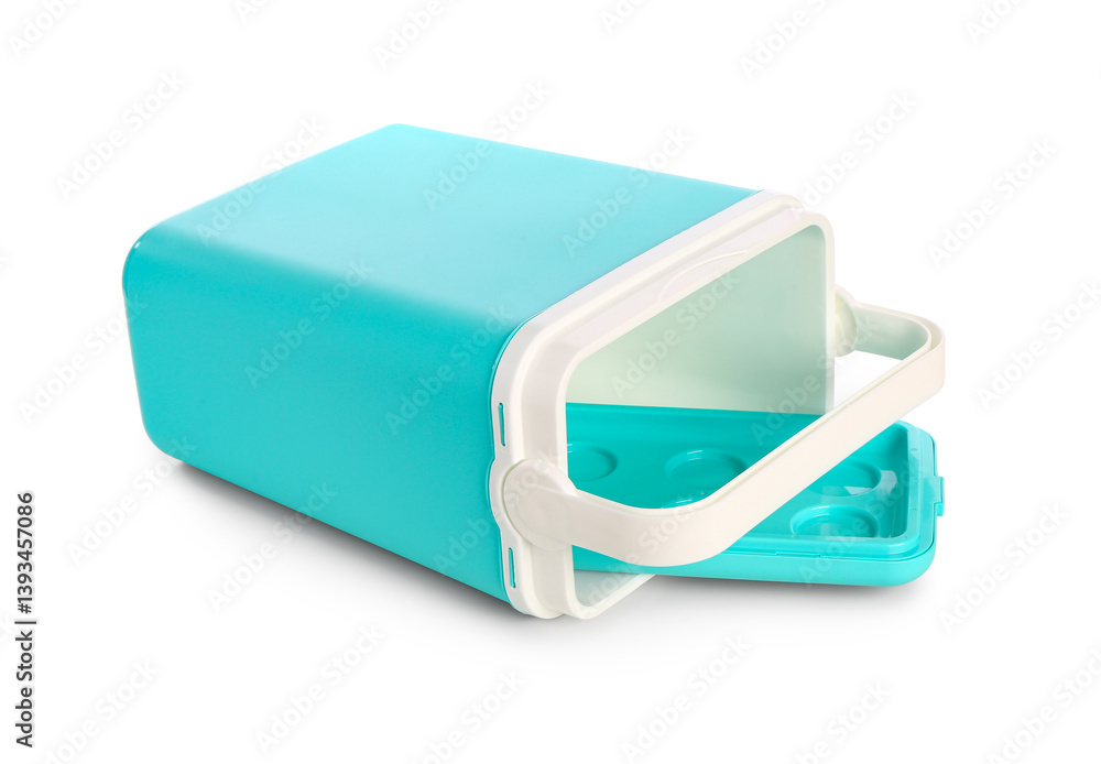 Modern beach cooler on white background