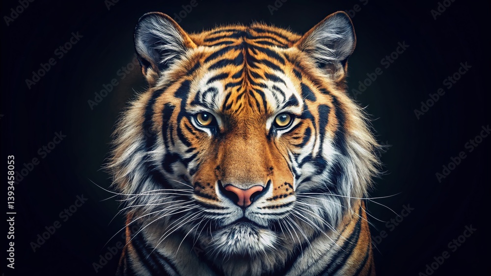 Fototapeta premium Stunning Minimalist Tiger Face Screen Print Poster Design A Long Exposure Photography Masterpiece