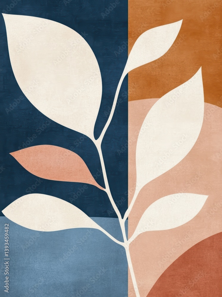 A minimalist composition featuring leaves and warm tones A minimalist composition featuring leaves and warm tones