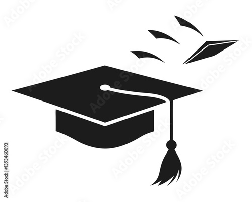Graduation cap tossed silhouette