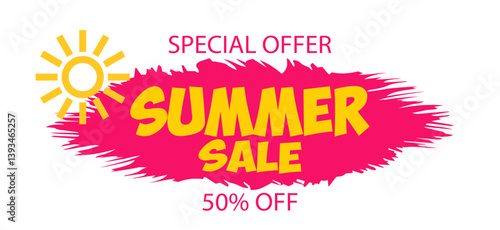 Bright summer sale announcement showcasing 50 percent discount on various products during the warm season