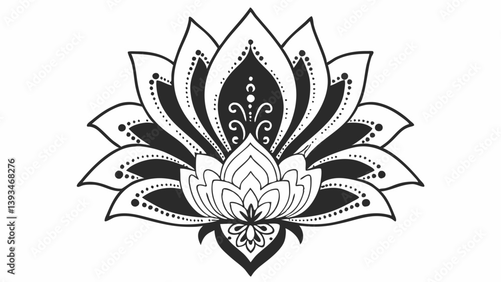 Obraz premium Intricate Black and White Lotus Flower Mandala Design Art