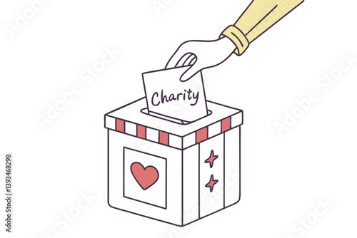 Human Hand Presenting a Gift Box for Charity