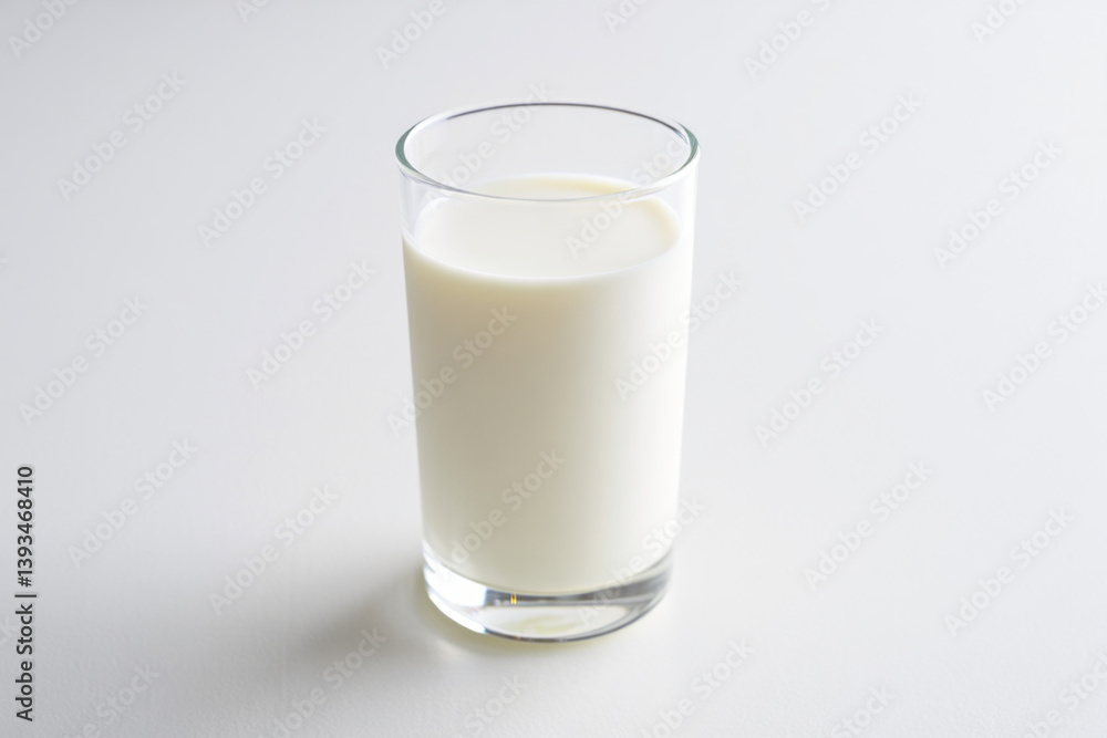 Cold Fresh Milk in Clear Glass with Even Lighting Cold Fresh Milk in Clear Glass with Even Lighting