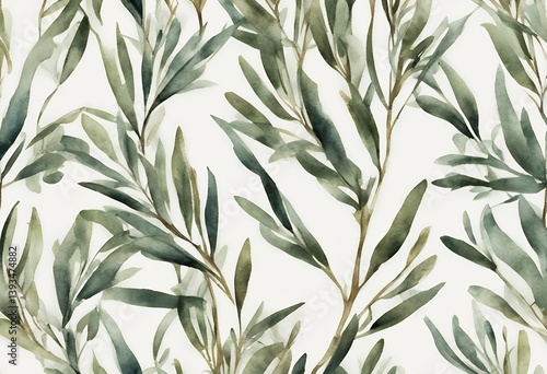 olive ornament branches border watercolor seamless damask modern oriental mosaic arabesque white geometrical vintage illustration motif portuguese yellow print tile citrous wallpaper portugal pattern