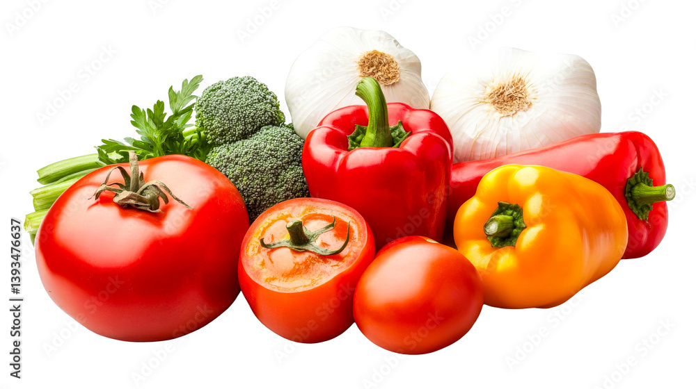 Fresh vegetables assortment isolated on black background, cut out transparent Fresh vegetables assortment isolated on black background, cut out transparent
