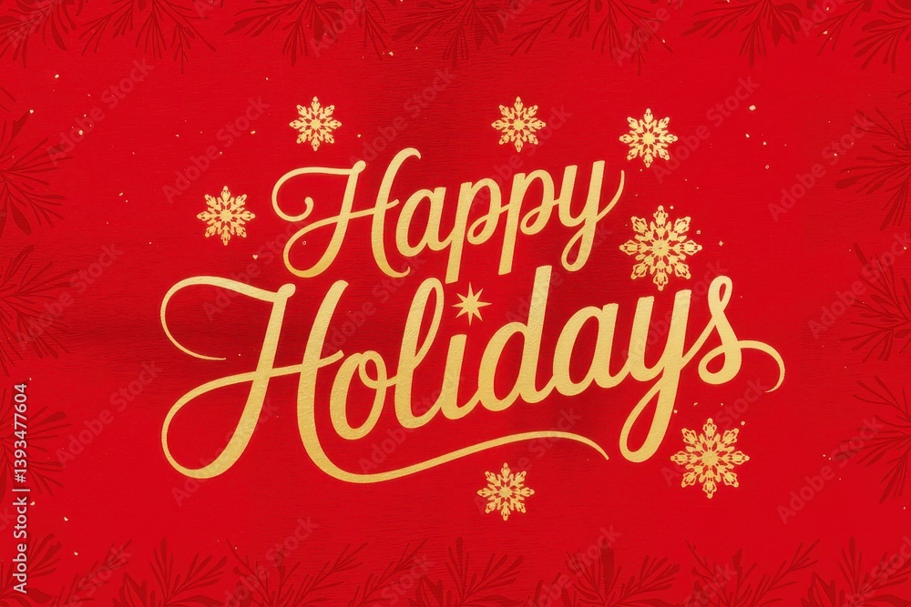 Festive 'Happy Holidays' text with snowflakes on a vibrant red background. Festive 'Happy Holidays' text with snowflakes on a vibrant red background.