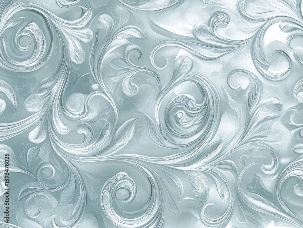 Swirling artistic design in cool, soft tones. Delicate floral patterns interwoven in a seamless, flowing movement. Beautiful background. Swirling artistic design in cool, soft tones. Delicate floral patterns interwoven in a seamless, flowing movement. Beautiful background.