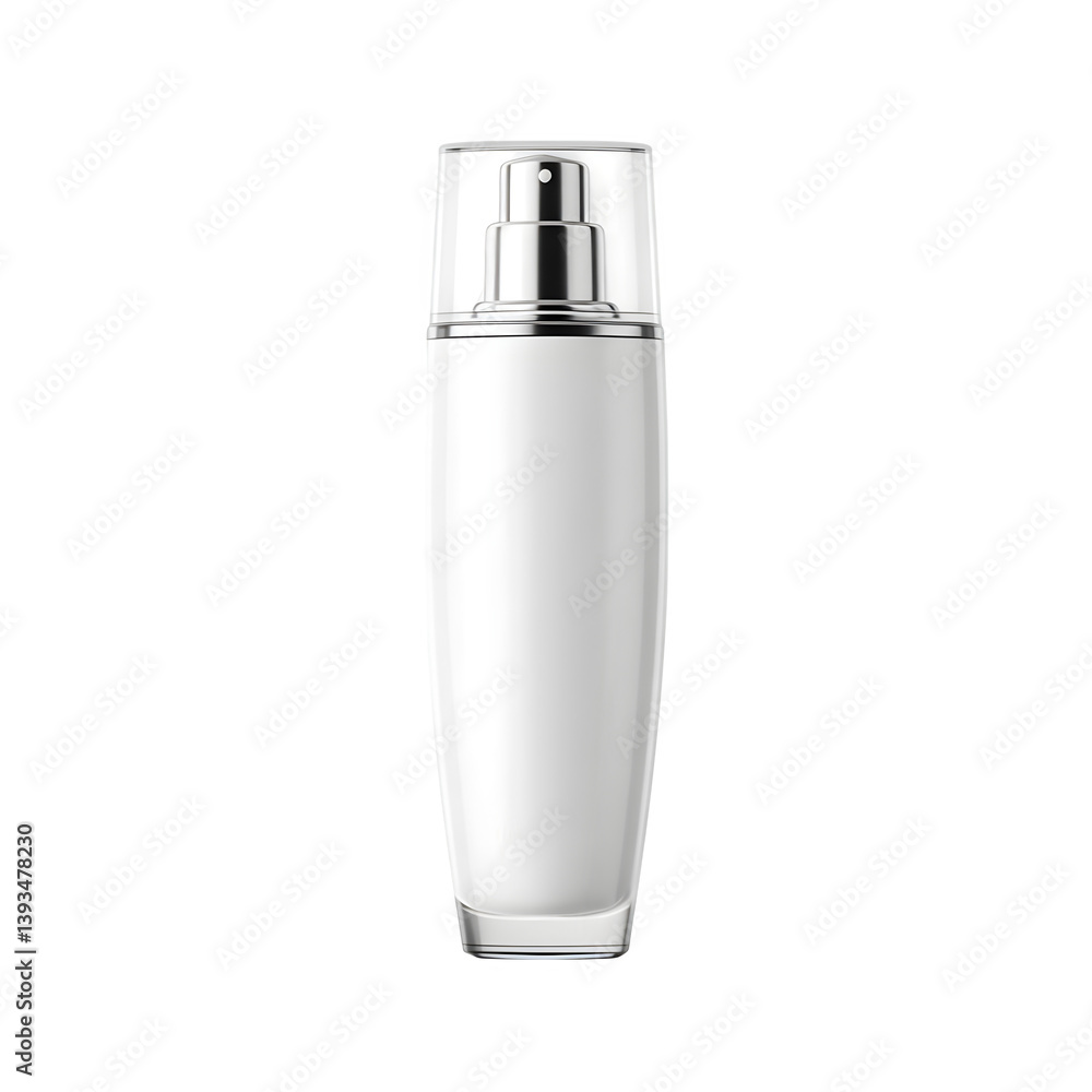 White Cosmetic Bottle for Lotion or Cream, Minimal Product Mockup, Isolated on Transparent Background. White Cosmetic Bottle for Lotion or Cream, Minimal Product Mockup, Isolated on Transparent Background.