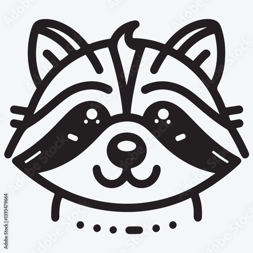 Raccoon in line icon style stock illustration