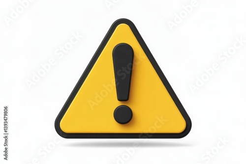 Yellow caution sign with exclamation mark.