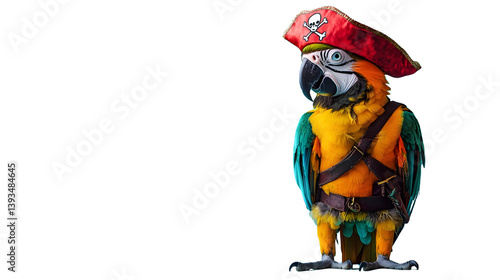 Colorful Parrot in Pirate Attire Sporting Eye Patch and Hat for Creative Projects