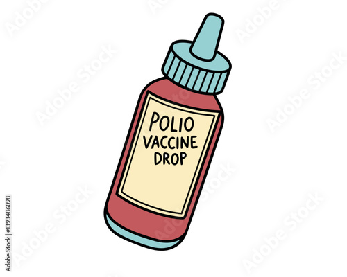 Polio Vaccine Drops: Illustration of Bottle for Childhood Immunization.
