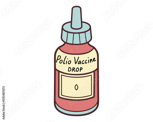 Polio Vaccine Drops: Illustration of Bottle for Childhood Immunization.