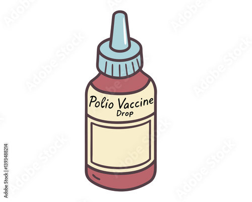 Polio Vaccine Drops: Illustration of Bottle for Childhood Immunization.