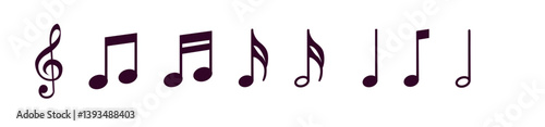Music notes icons set.Music notes symbol.Black notes symbol on white background. Vector illustration