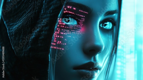 Digital face with a serious...